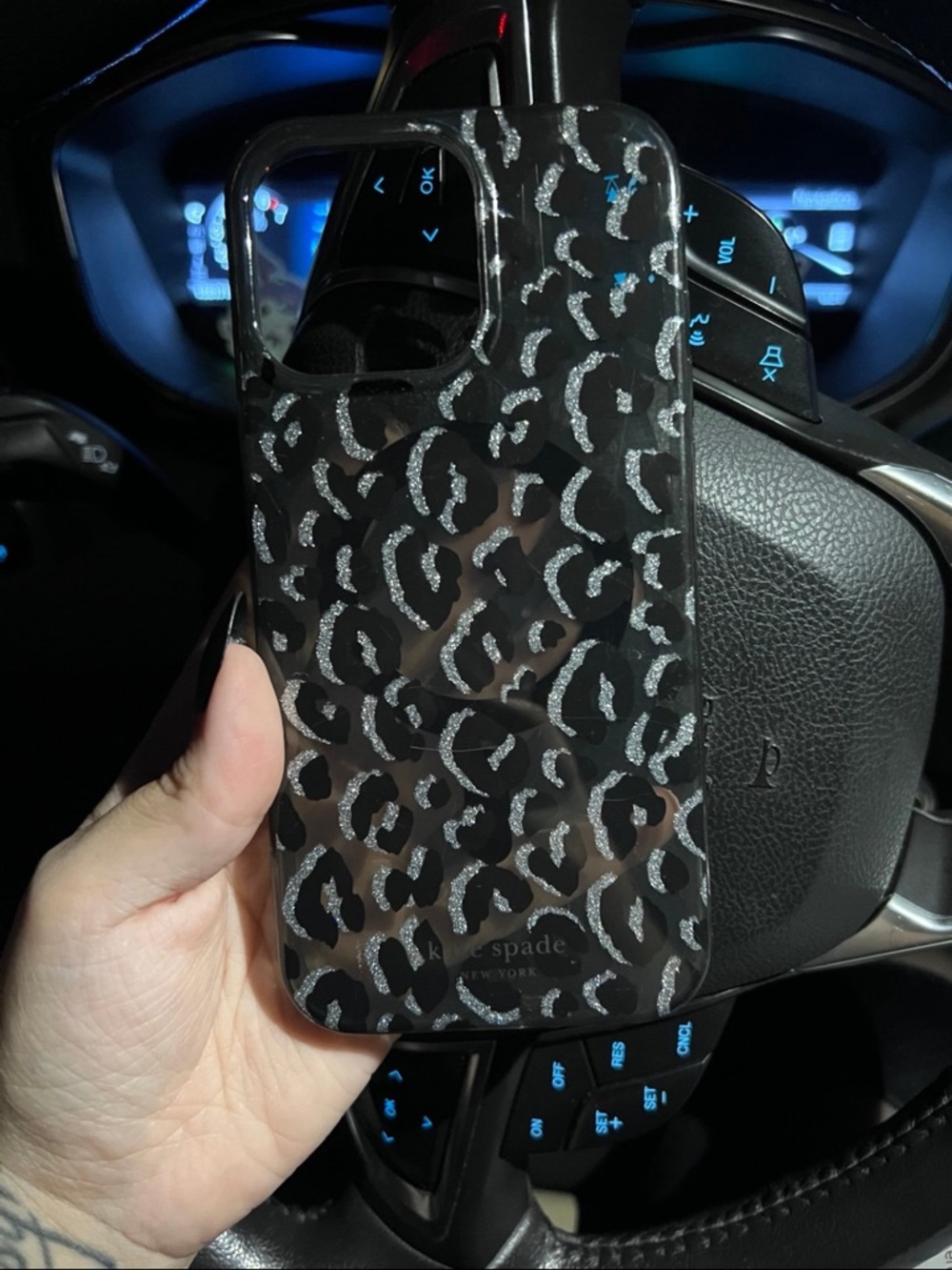 Kate Spade Black Leopard Glitter iPhone 16 pro max Case